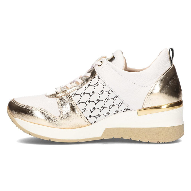 Skórzane sneakersy Filippo 062 białe złote