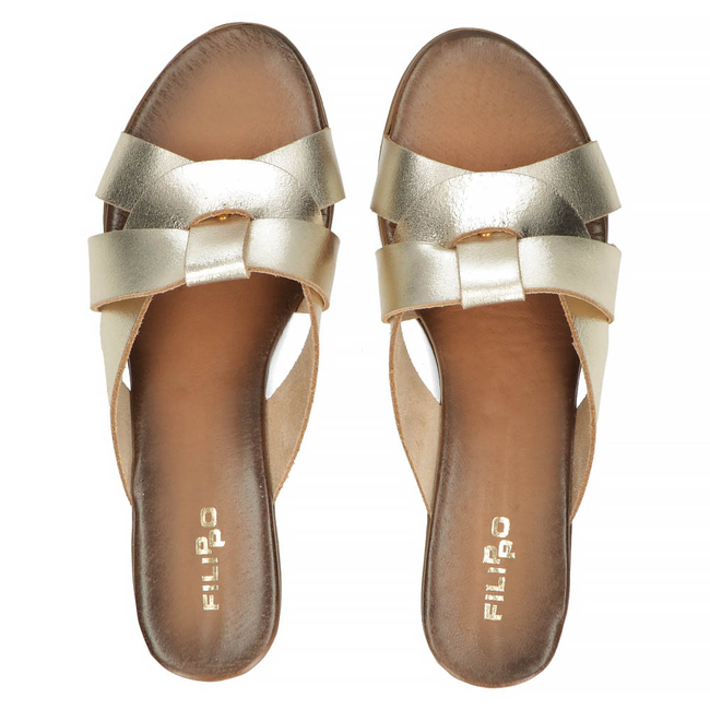 Leather flip-flops Filippo 40236 gold
