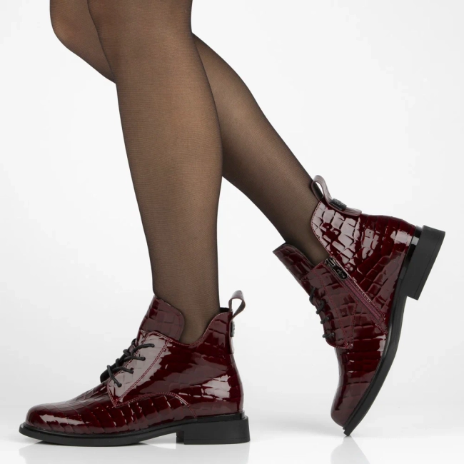 Leather ankle boots Filippo DBT7239/25 BG burgundy