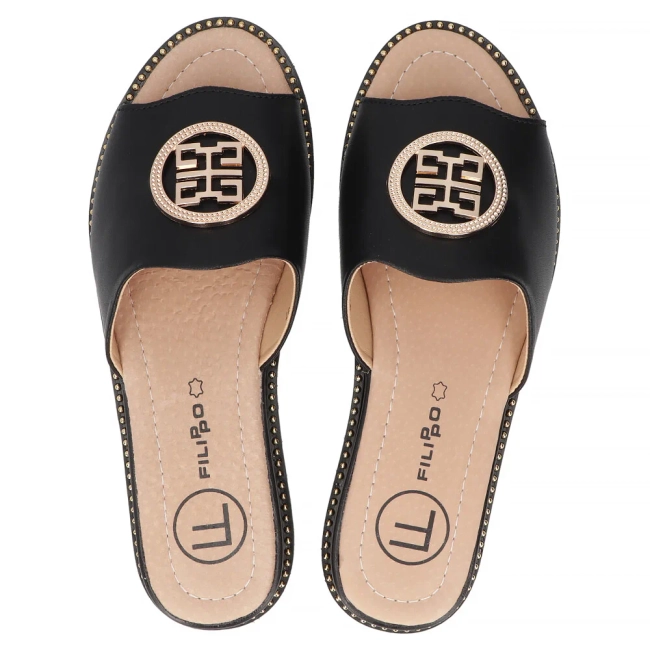 Leather flip-flops Filippo DK7042/25 BK black