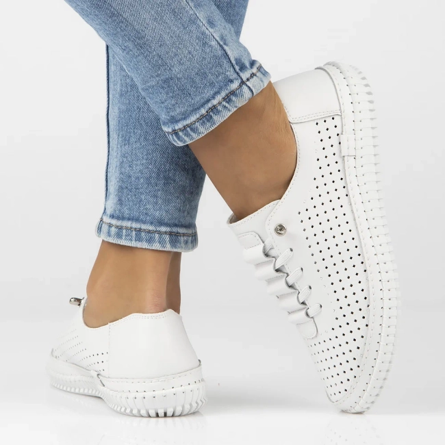 Skórzane półbuty Filippo DP6837/25 WH białe