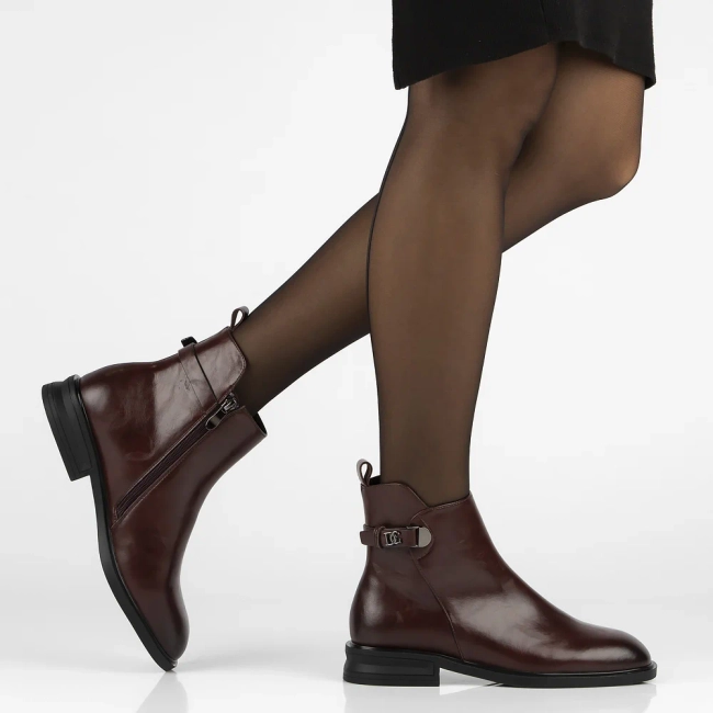 Leather ankle boots Filippo DBT7354/25 BG burgundy