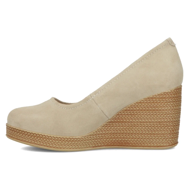 Skórzane półbuty na koturnie Filippo DP3521/24 BE SU beżowe