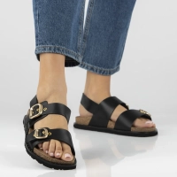 Leather sandals BOLUS-252 NAPA NEGRO black
