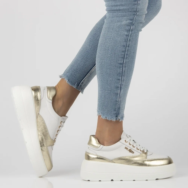 Leather sneakers Filippo DP6842/25 WH GO white gold