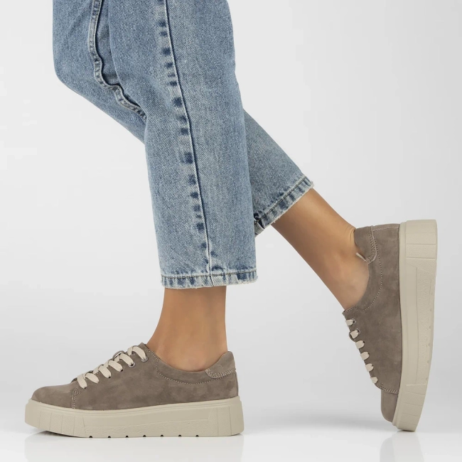 Skórzane półbuty na platformie Filippo DP6454/24 TP taupe