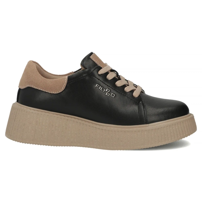 Skórzane sneakersy Filippo DP7982/26 BK czarne