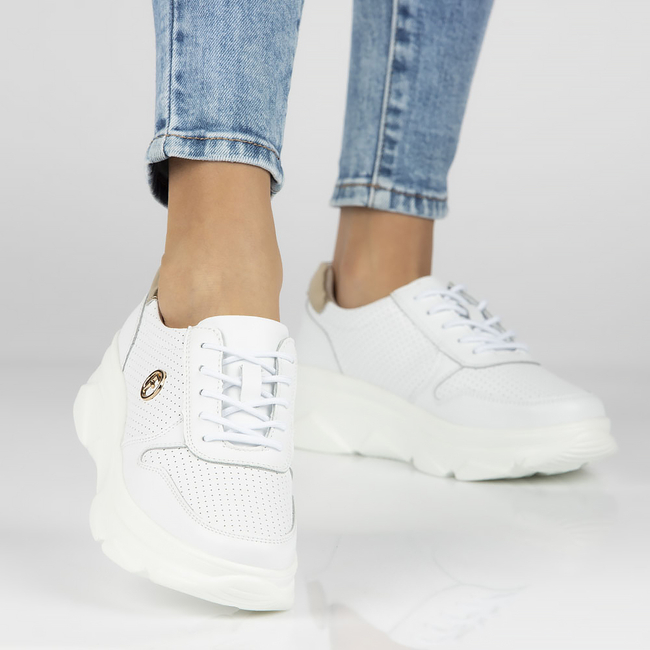 Skórzane Sneakersy Filippo DP2138/23 WH białe