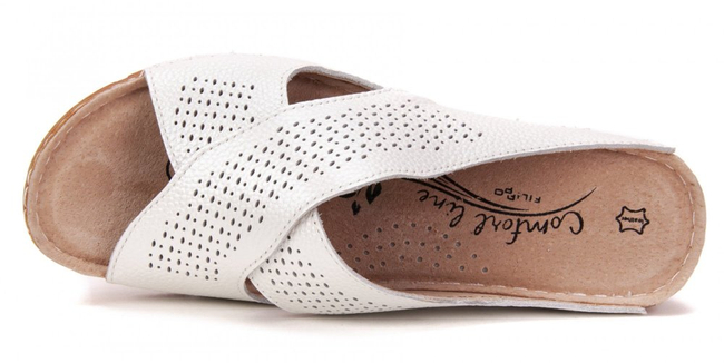Skorzane flip-flops Filippo DK750/19 WH white