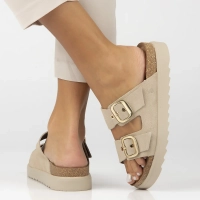 Leather slippers Yokono TUNEZ-130 SERRAJE CRUDO beige