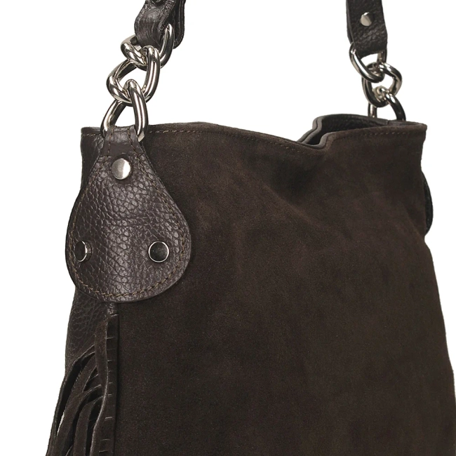 Leather handbag Toscanio G98 dark brown