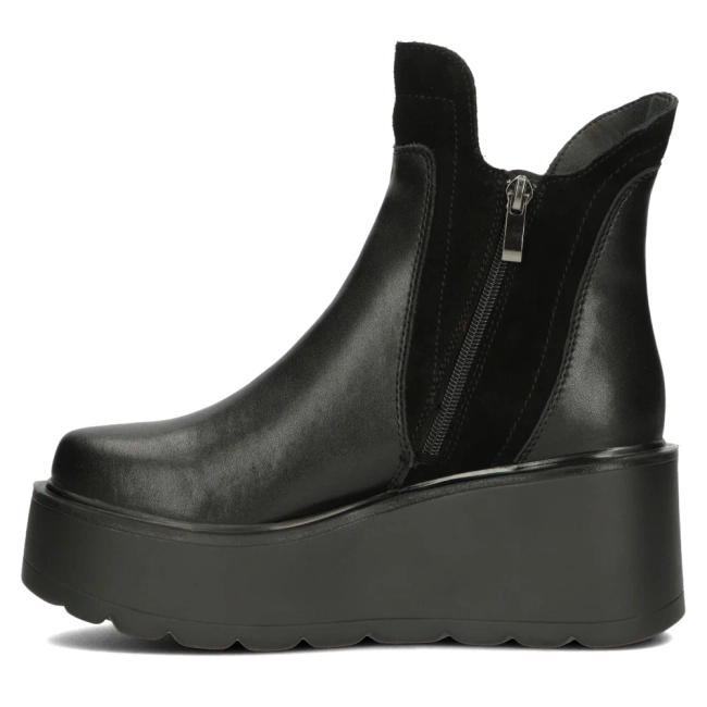 Skórzane botki na koturnie Filippo DBT4745/23 BK czarne