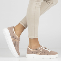 Skórzane półbuty na platformie Filippo DP4531/23 L.PI różowe