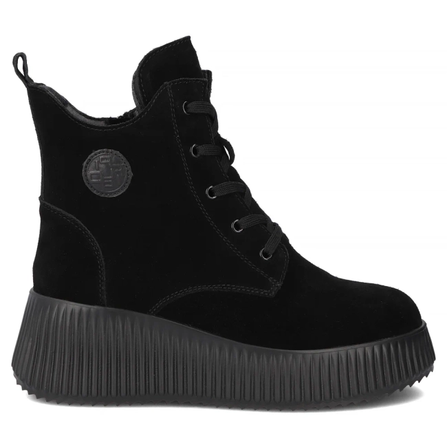 Skórzane botki na platformie Filippo DBT7288/25 BK czarne