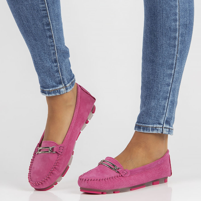 Skórzane mokasyny Filippo DP1202/23 FH różowe