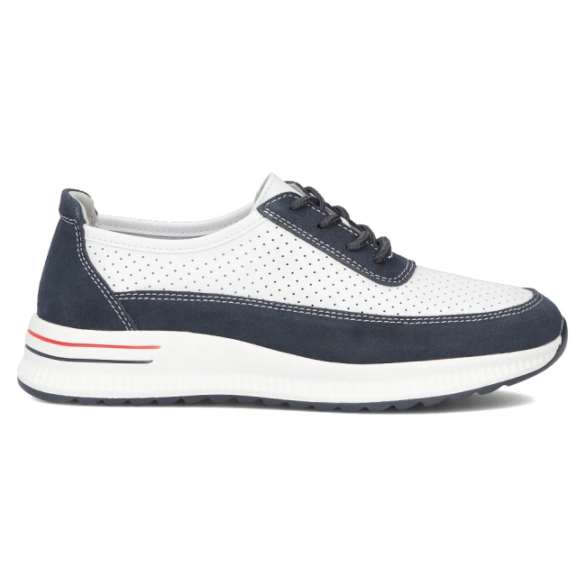 Skórzane półbuty na platformie Filippo DP6717/25 WH NV biało granatowe