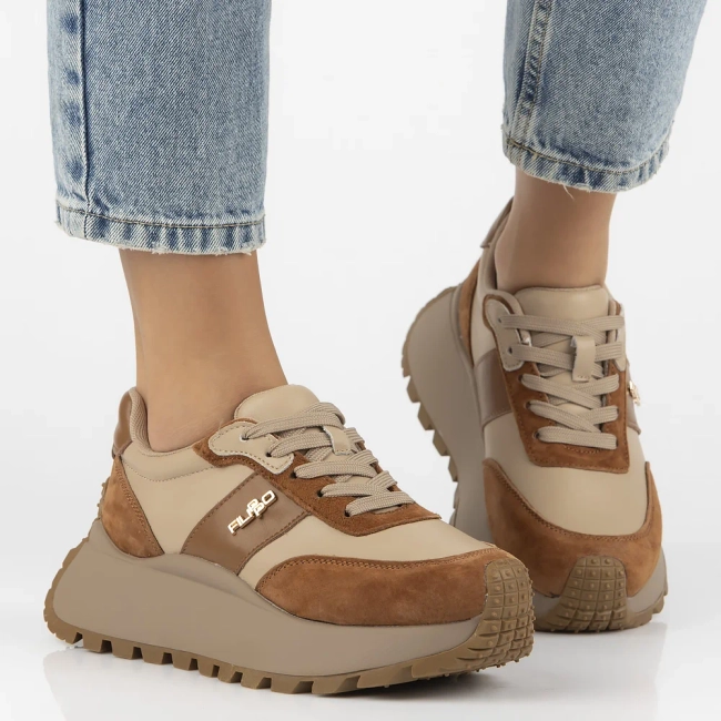 Leather sneakers Filippo DP6785/25 BR BE brown