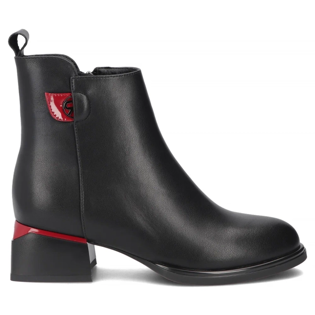Skórzane botki na obcasie Filippo DBT8123/26 BK RD czarne