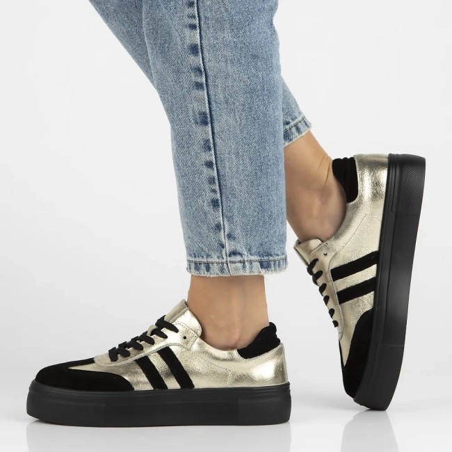 Leather sneakers Filippo DP6841/25 GO BK gold