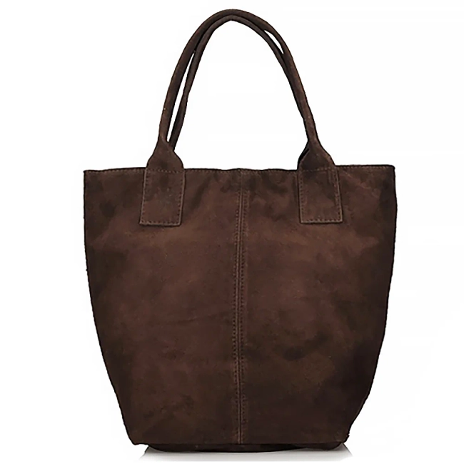 Dark brown suede leather handbag Toscanio 1101