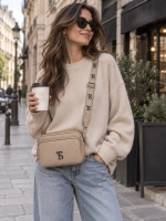 Beige leather handbag Toscanio F152