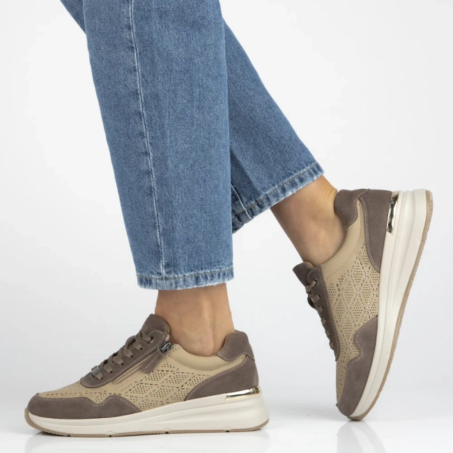 Skórzane sneakersy Filippo DP7101/25 BE beżowe