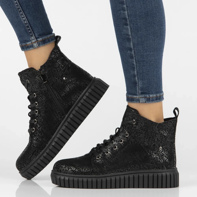 Leather ankle boots DBT6368/24 BK PT black