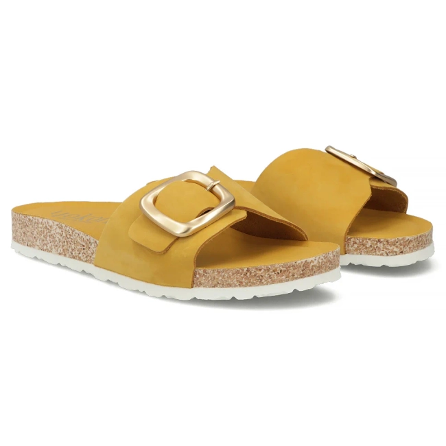 Skórzane klapki Yokono JERBA-114 NOBUCK CITRON żółte