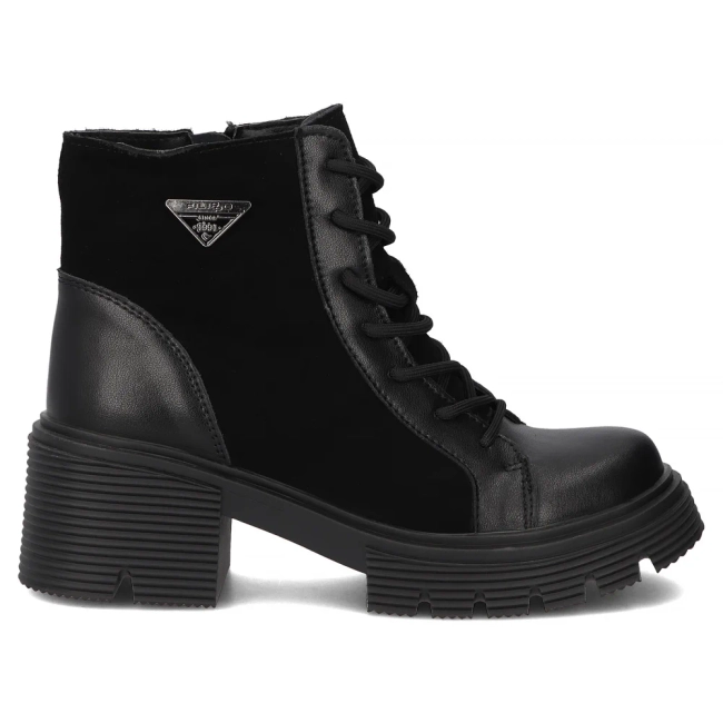 Skórzane botki na obcasie Filippo DBT6495/25 BK czarne