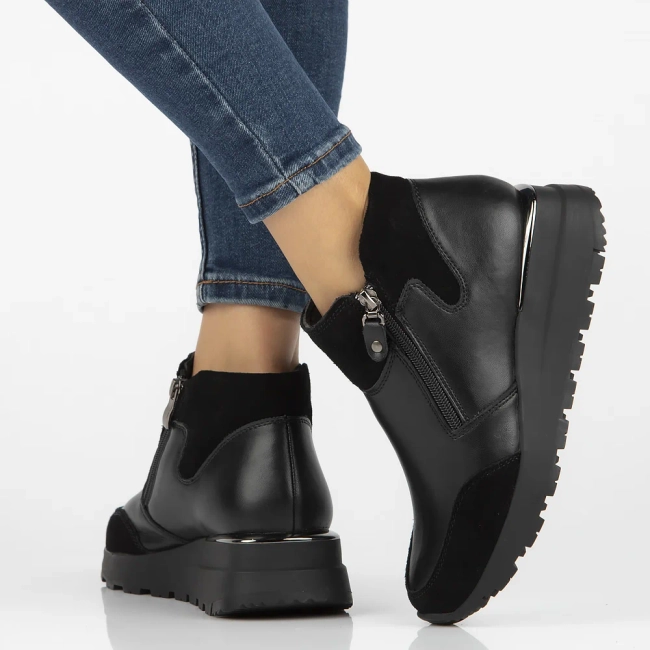 Leather ankle boots DBT6348/24 BK black