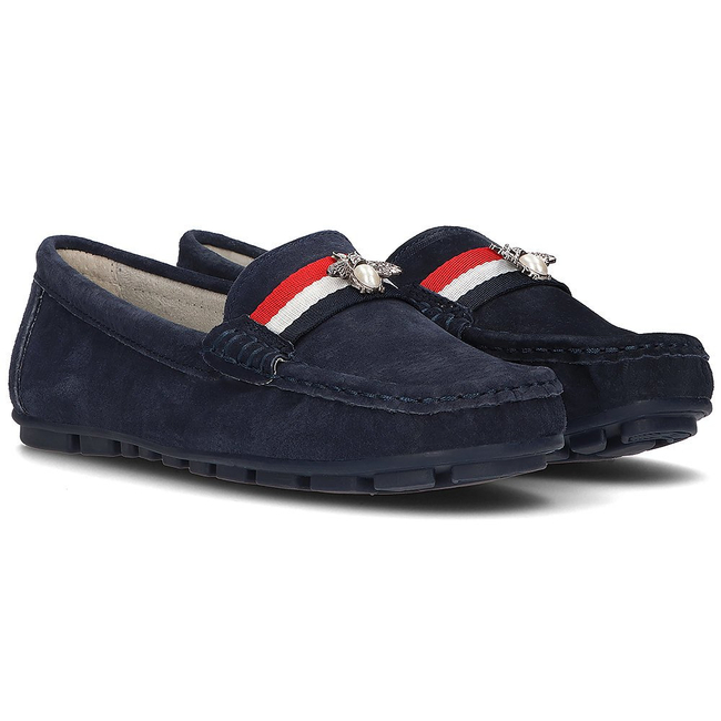 Skórzane mokasyny Filippo DP1406/21 NV granatowe