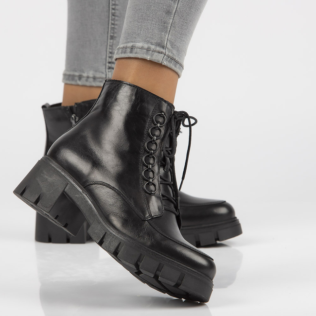 Skórzane botki Simen 4477A czarne