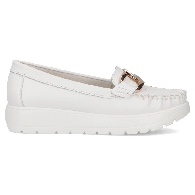 Skórzane mokasyny Filippo DP6827/25 WH białe