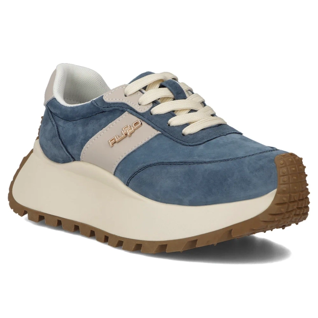 Skórzane sneakersy Filippo DP6785/25 BL niebieskie