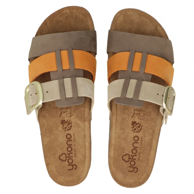 Skórzane klapki Yokono JERBA-137 NOB MULTI MANGO brązowe