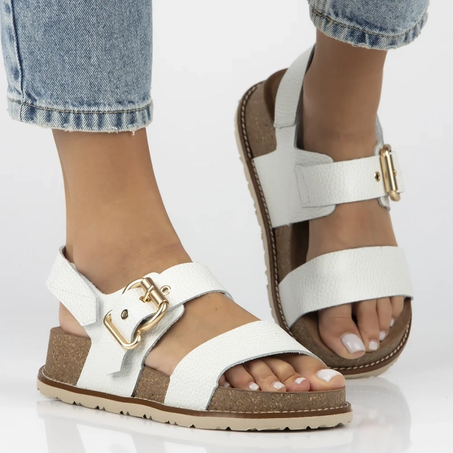 Skórzane sandały Yokono OCA-254 OPAK HIELO białe