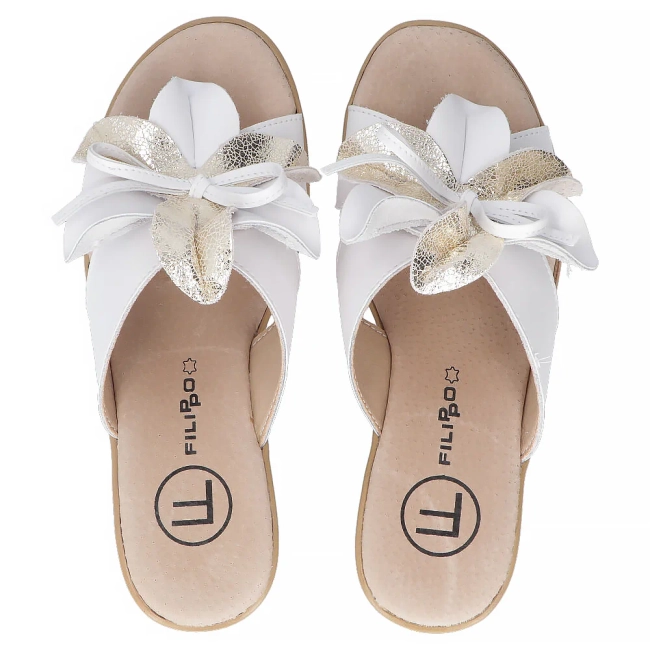 Leather flip-flops Filippo DK7039/25 WH white