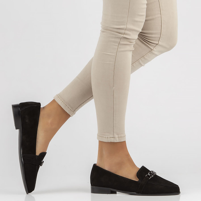 Skórzane mokasyny Filippo DP3626/22 BK czarne