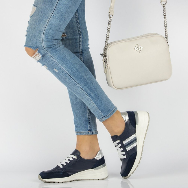 Skórzane półbuty Filippo DP1420/20 NV granatowe