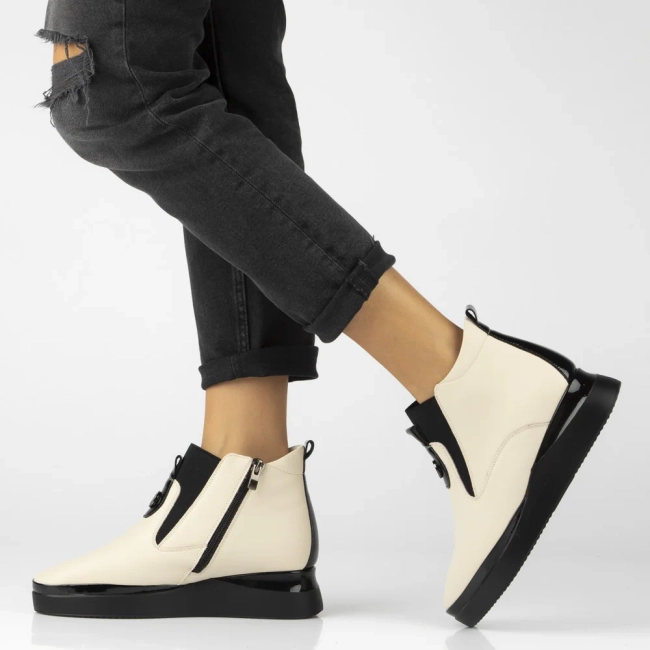 Skórzane botki na platformie Filippo DBT7392/25 BE beżowe