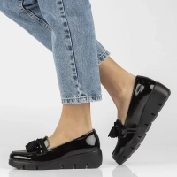 Skórzane półbuty na koturnie Filippo DP3162/24 BK L czarne