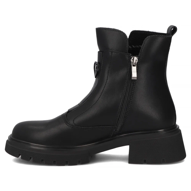 Skórzane botki na obcasie Filippo DBT7148/25 BK czarne