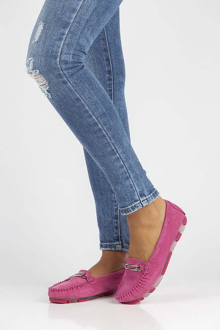 Skórzane mokasyny Filippo DP1202/23 FH różowe