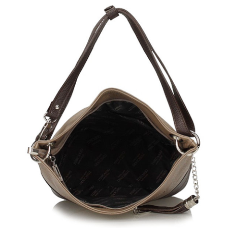 Handbag Toscanio Hobo Leather 1109 beige brown