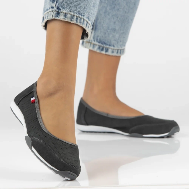 Skórzane baleriny Filippo DP143/23 GR szare