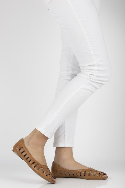 Skórzane baleriny Filippo 04506 brązowe