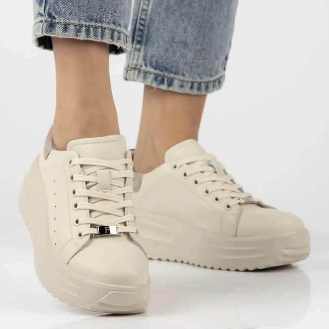 Skórzane sneakersy Filippo DP6739/25 BE beżowe