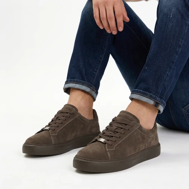 Skórzane sneakersy Filippo MP8277/26 TP taupe