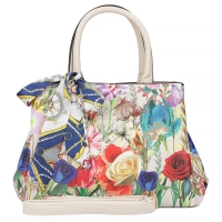 Messenger bag light beige flower elegance