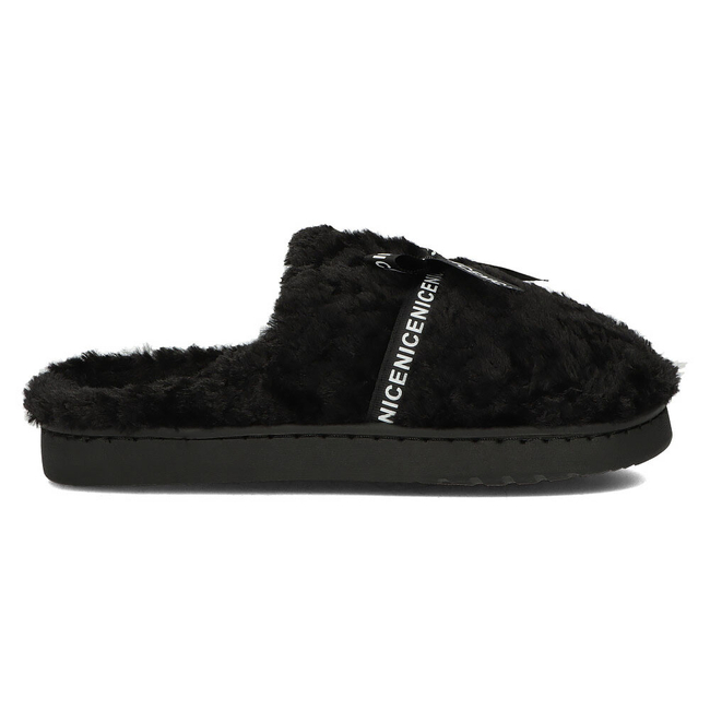 Fur slippers black CF-95